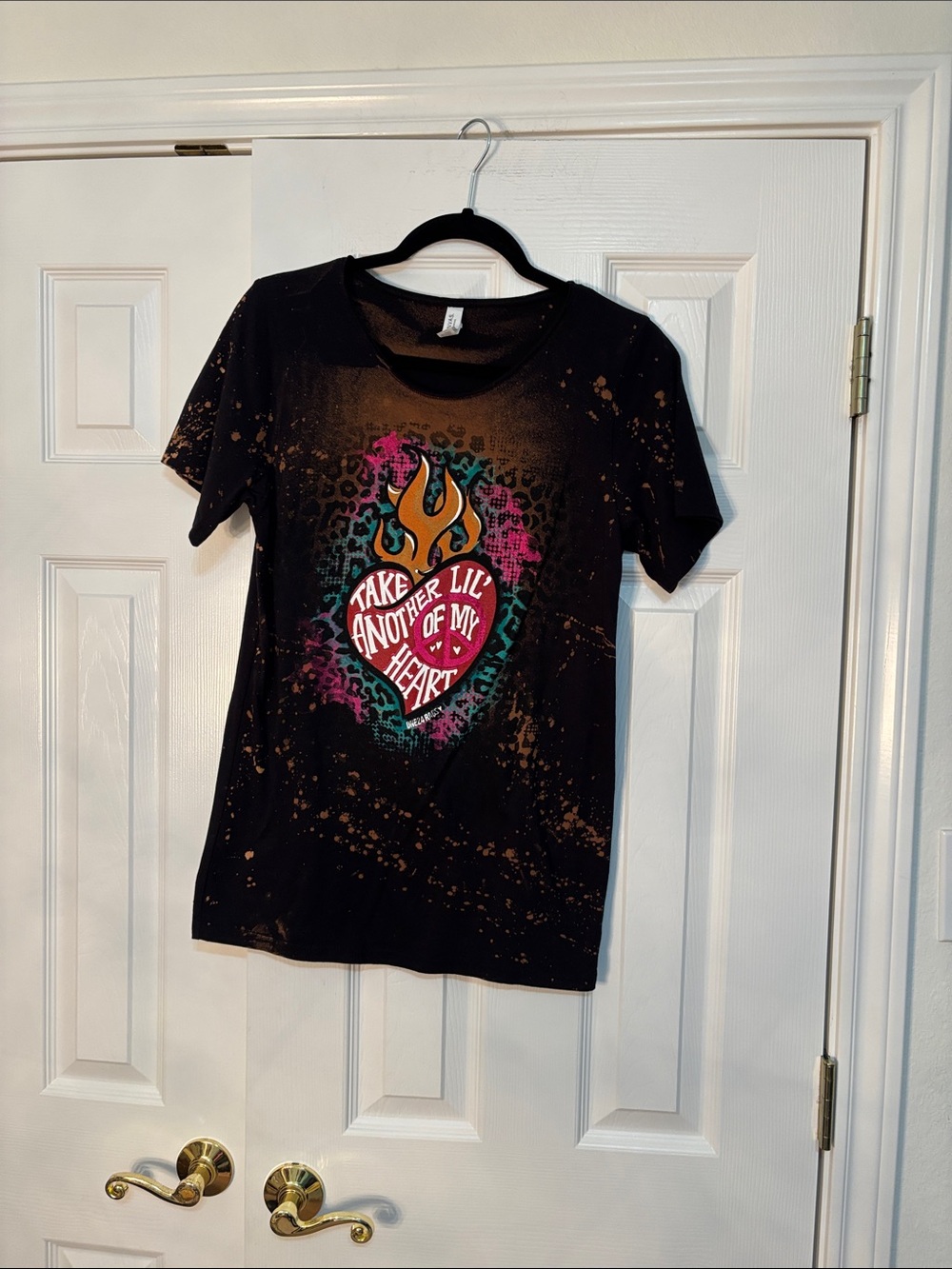 Graphic Black  women’s Tee with Flaming Heart Design